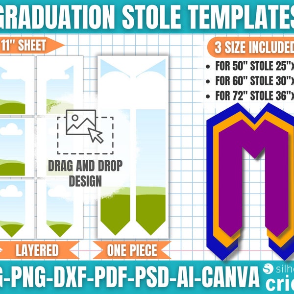 Graduation Stole Template, Stole Template Canva, Graduation Stole Svg, Graduation Template, Canva Template, Stole Sublimation Template