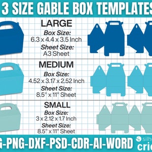 Giebel Box Vorlagen, Giebel Box SVG, Box Vorlage SVG, Geschenkbox Schneidedatei für Cricut Silhouette