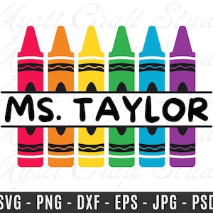 Crayon Monogram Svg, Teacher Monogram Svg, Crayon Svg, Crayon Set Svg, Crayon Cut File, Crayon Svg Design, Svg Cut Files for Cricut