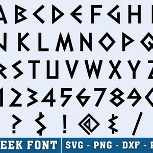 Police grecque SVG PNG, alphabet grec, lettres et chiffres grecs - police Cricut grecque, Silhouette, toile - téléchargement immédiat