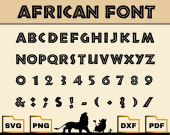 Fuente africana SVG, Alfabeto africano SVG, Fuente SVG, Archivo de corte de silueta para máquina de corte, Descarga instantánea, Archivo svg, Descarga de fuente, Cricut