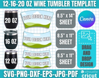 12-16-20 Oz Wine Tumbler Template, Wine Tumbler Wrap, Wine Tumbler Sublimation, Wine Tumbler Templates, Wine Tumbler Svg Png