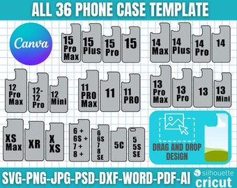 36 Phone Case Template Mega Bundle, iphone Case Template, iphone Sublimation Template, Smartphone Case Template, Canva Editable Template