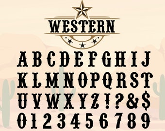 Western Font Svg, Cowboy Font Svg, Cowboy Western Font, Rodeo Font Svg, Font Svg, Western Alphabet, Country Font, Cricut Font Silhouette