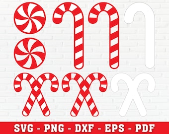 Candy Cane SVG, Bonbons de Noël SVG, Bonbons de vacances SVG, Noël SVG, Candy Canes Clipart, Bonbons, Bonbons, Vacances, Layered SVG pour Cricut