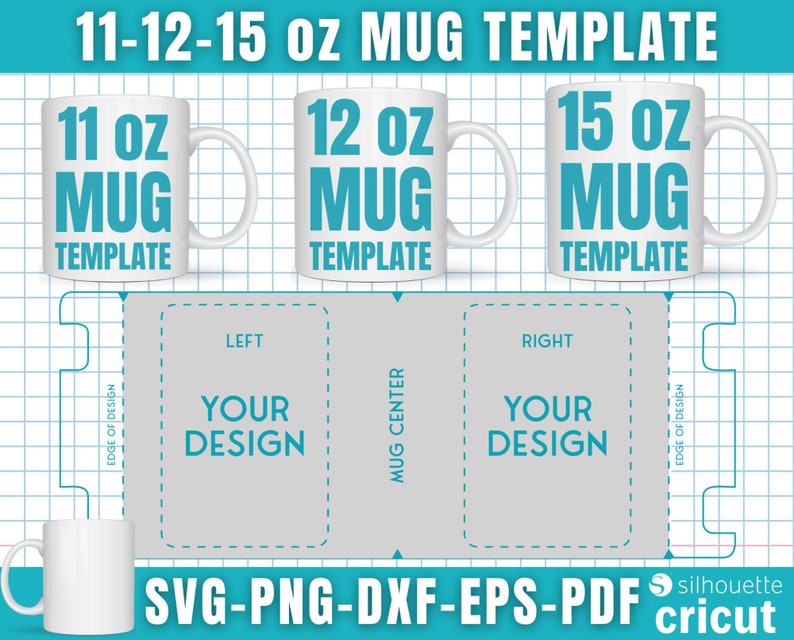 11-12-15 oz Mug Template, Full Wrap Template, Mug Full Wrap Template, Sublimation Mug Template for Cricut, Mug Press, Mug Template Svg image 1