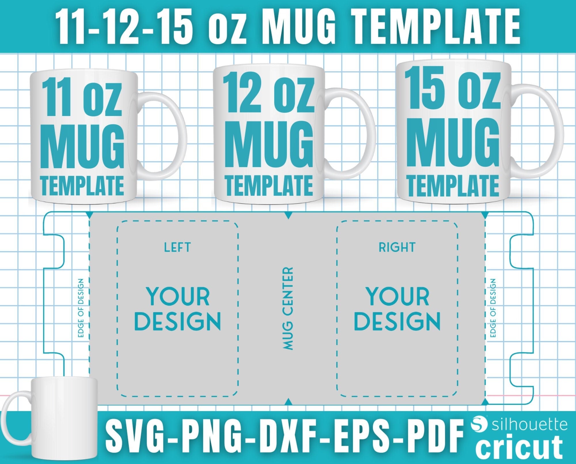 11-12-15 Oz Mug Template Bundle, Sublimation Template, Full Wrap Mug  Template, Cricut Mug Press Template, Template SVG for Cricut, Mug Press 