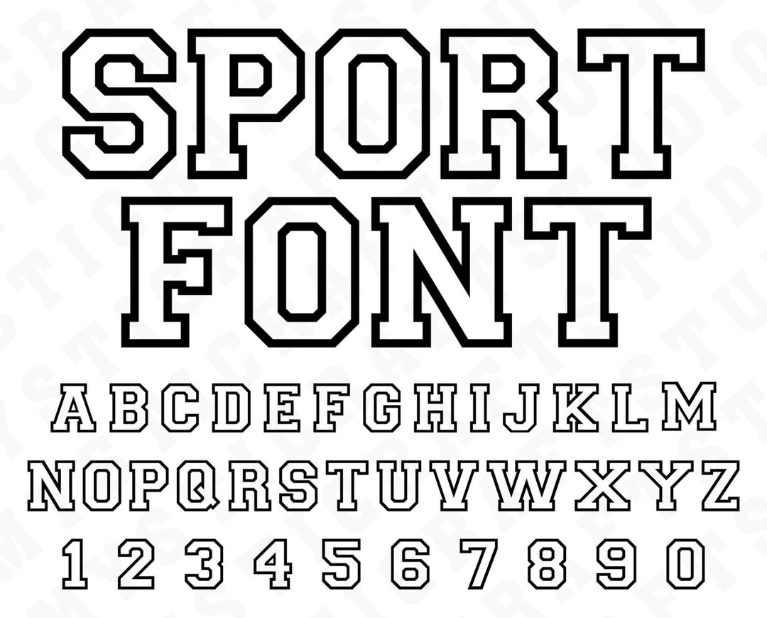 SPORT FONT SVG, Sport Alphabet Svg, Sport Numbers Svg, Athletic Font ...
