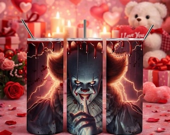 Pennywise Shhh Horror Tumbler,Gift Idea,Stainless Steel 20oz,Dual Insulated,Gift Idea,Scary Horror Movie Fan