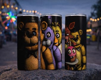 Five Nights at Freddy’s Tumbler | FNAF Horror Tumbler | Freddy Fazbear Cup | Gamer Gift | 20oz Stainless Steel Tumbler