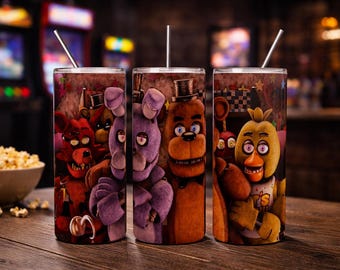 FNAF Tumbler Cup | Five Nights at Freddy’s Horror Tumbler | Freddy Fazbear Gift | Gamer Horror Cup