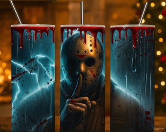 Jason Voorhees Tumbler, Stainless Steel 20oz, Horror Fan Gift, Friday The 13th