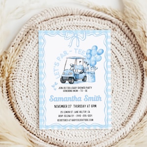 Golf Baby Shower Invitation, Let&#39;s Par - Tee Invites, Blue Golfing Invite