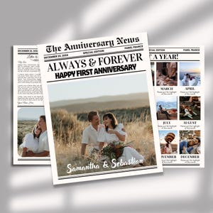 Couple Anniversary Newspaper Template, 1 Year Anniversary Gift For Boyfriend And Girlfriend, Printable Newspaper, Gift for Boyfriend, Couple
