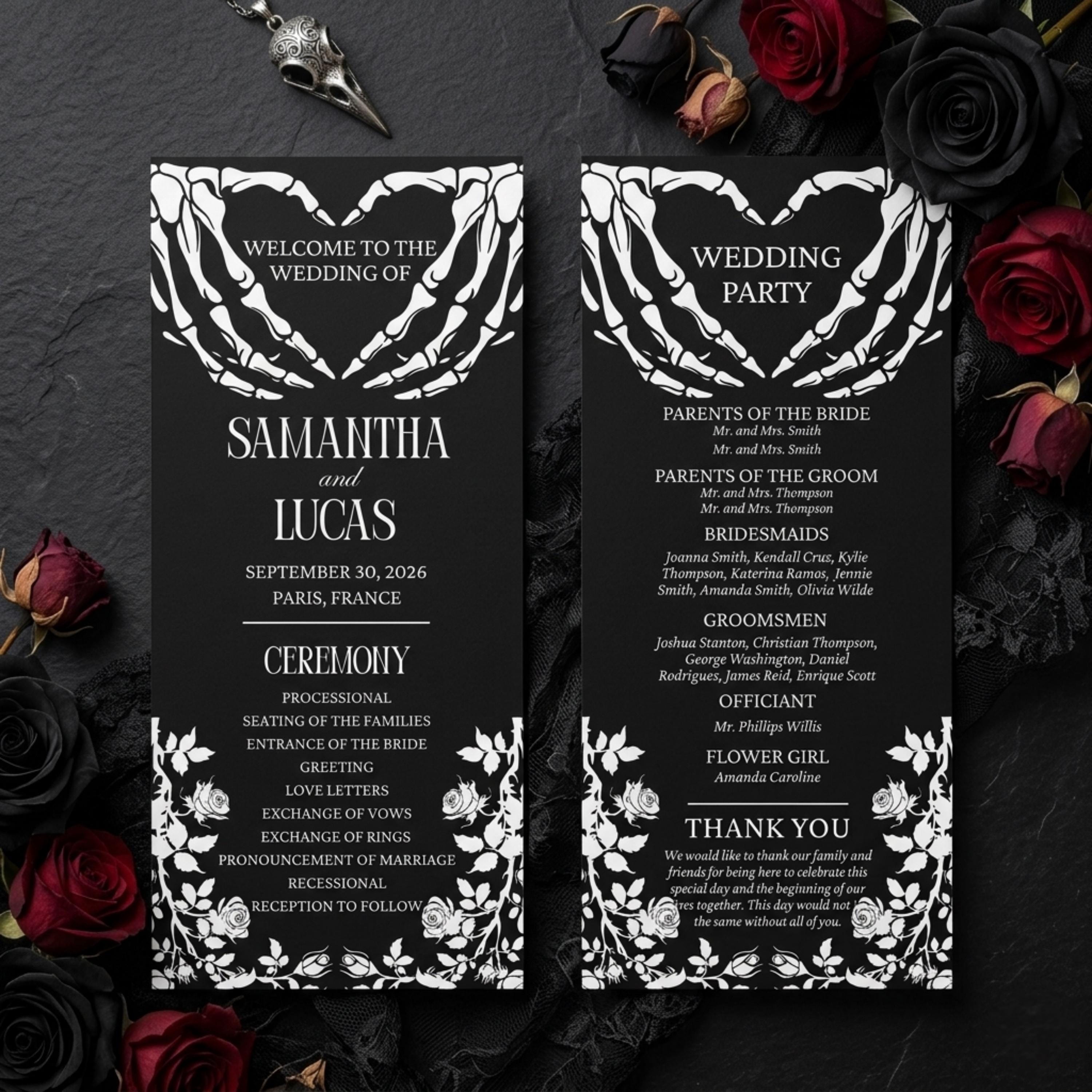 Gothic Halloween Wedding Program, Spooky Wedding Invites, Black Wedding ...