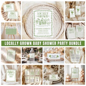 Locally Grown Baby Shower Party Bundle, Farmers Market Baby Shower Bundle, Locally Grown Baby Shower Games, Homegrown Baby Shower Bundle