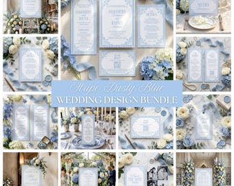 Blaue Streifen Hochzeit Bündel, Elegante Vintage Küsten Hochzeit Einladen, Klassische Luxus Blaue Streifen Hochzeit Einladungen