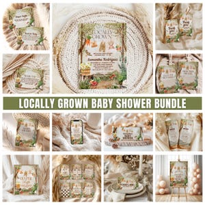 Locally Grown Baby Shower Invitation Bundle, Farmers Market Shower Invite, Sprouts Invites