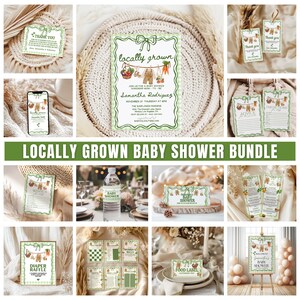 Locally Grown Baby Shower Party Bundle, Farmers Market Baby Shower Bundle, Locally Grown Baby Shower Games, Homegrown Baby Shower Bundle