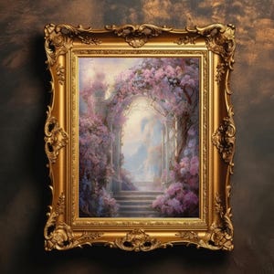 Enchanted Blossom Archway | Ethereal Garden Wall Art, Light Academia, Fantasy Fairy Landscape, Dream Decor, Digital Download, PRINTABLE