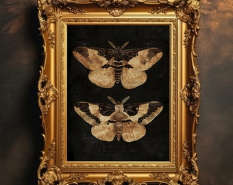 Impresión de polillas rústicas / Dark Academia, estética vintage, arte de pared melancólico, decoración de habitación gótica, descarga digital, imprimible
