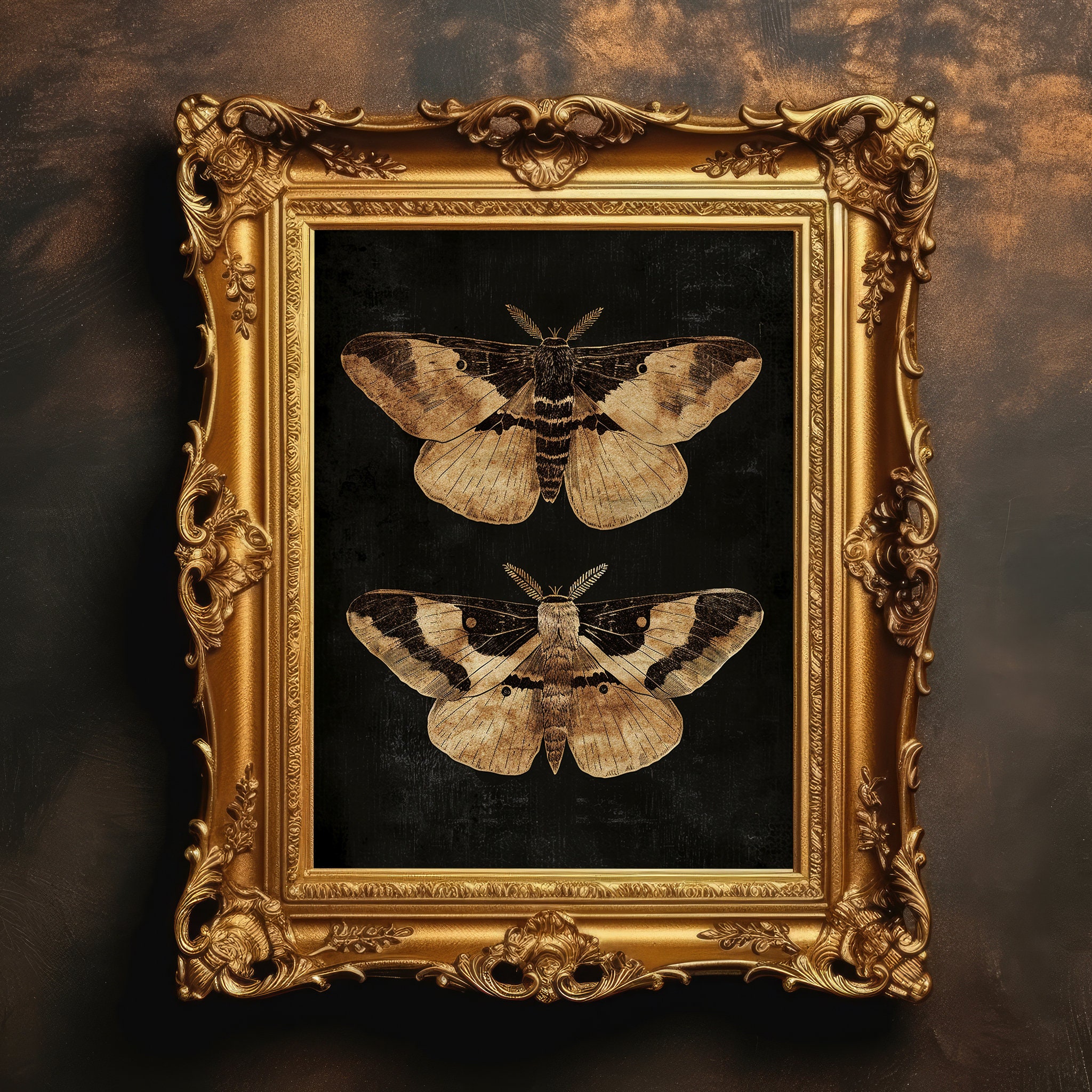 Rustic Moths | Dark Academia Print, Vintage Aesthetic, Moody Wall Art ...