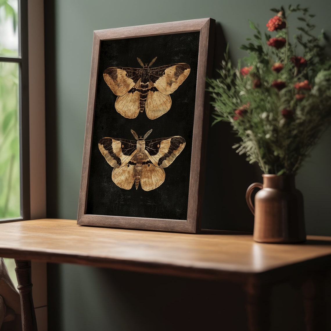 Rustic Moths | Dark Academia Print, Vintage Aesthetic, Moody Wall Art ...