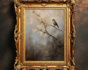 Bird Portrait | Rustic Vintage Painting, Moody Wall Art, Bird Wall Art, Antique Aesthetic, Home Room Decor, Digital Download, PRINTABLE