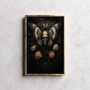 Skull Moth | Gothic Skull Print, Horror Wall Art, Evil Skull Poster ...