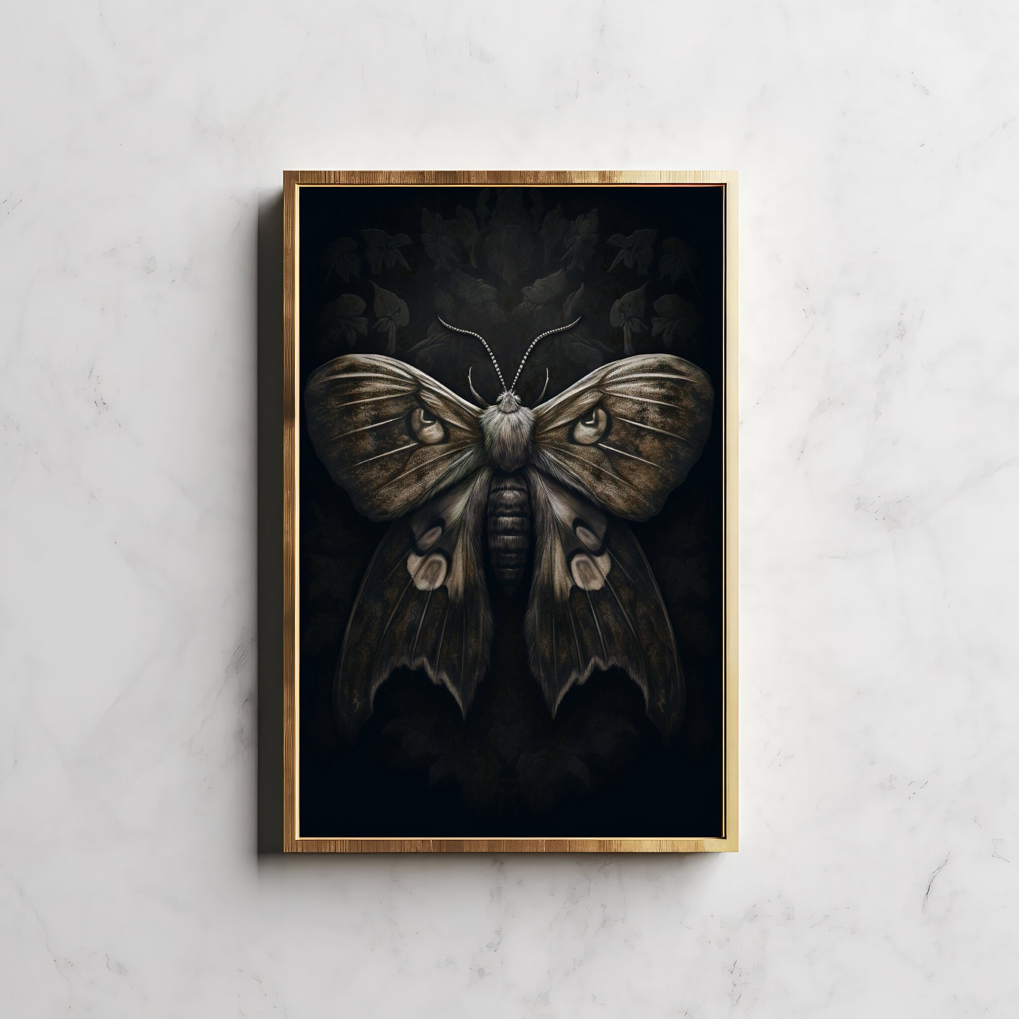 Botanical Moth | Dark Cottagecore Wall Art, Moody Floral Printable ...