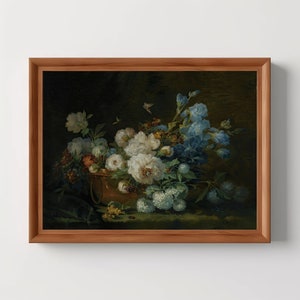 Naturaleza muerta floral / Pintura de flores melancólicas, pintura al óleo antigua, estética vintage, decoración botánica oscura, descarga digital, imprimible