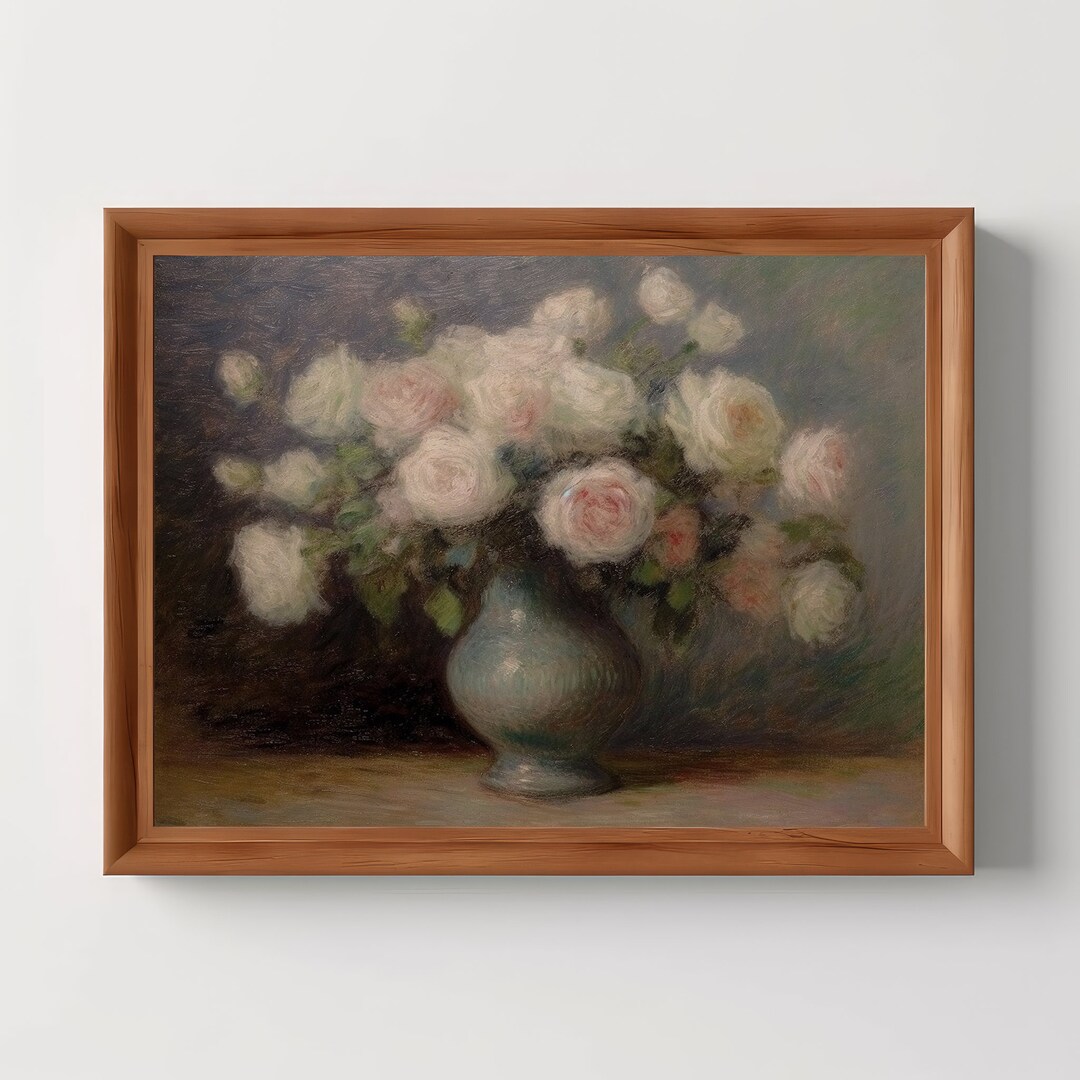 Roses Still Life | Vintage Botanical Art Print, Antique Oil Painting ...
