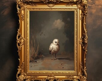 Hatchling | Vintage Bird Print, Moody Wall Art, Antique Oil Painting, Animal Wall Art, Classical Wildlife Art, Digital Download, PRINTABLE