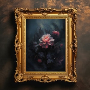 Ethereal Flowers | Dark Botanical Art, Dark Academia, Floral Oil Painting, Moody Wall Art, Digital Download, Printable
