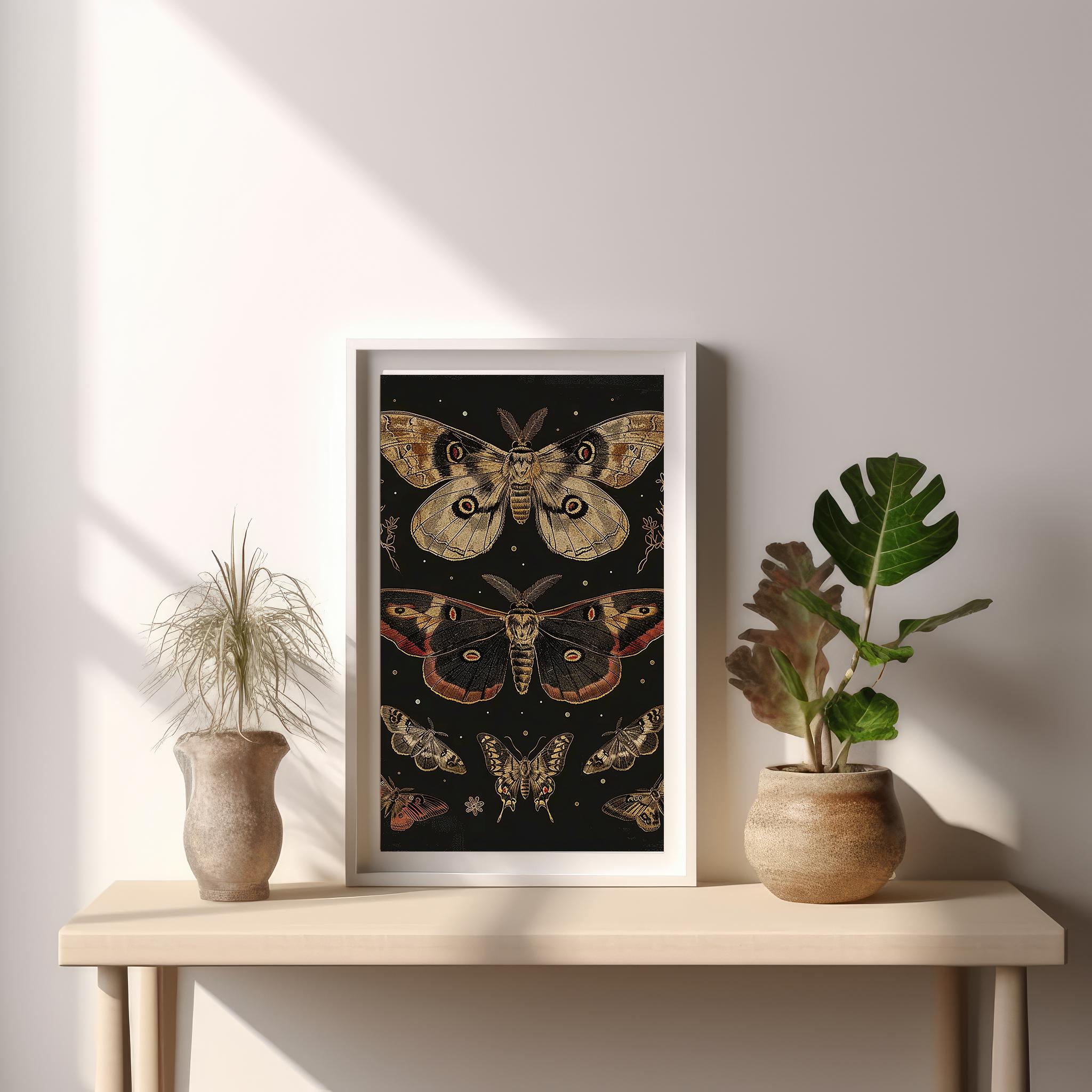 Gothic Moths | Dark Academia Decor, Vintage Oil Painting, Rustic Wall ...
