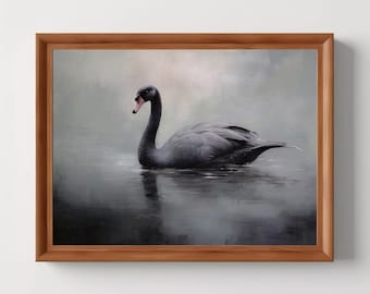 Black Swan | Dark Academia Prints, Goth Home Decor, Vintage Oil Painting, Moody Wall Art, Victorian Goth Print, Digital Download, PRINTABLE