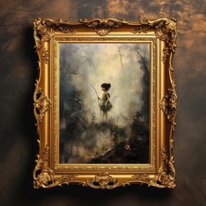 Vintage Fairy Painting | Antique Forest Landscape, Ethereal Fairycore Decor, Moody Wall Art, Mystical Backdrop, Digital Download, PRINTABLE