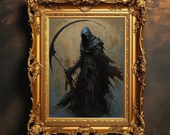 Totengott | Sensenmann, Dark Academia, Halloween-Dekor, Witchy Kunstdruck, Gruselige Wandkunst, Goth Kunstwerk, digitaler Download, DRUCKBAR
