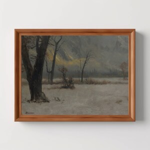 Winter Landscape | Vintage Aesthetic, Antique Oil Painting, Snow Winter Forest, Moody Country Scenery, Digital Download, Printable