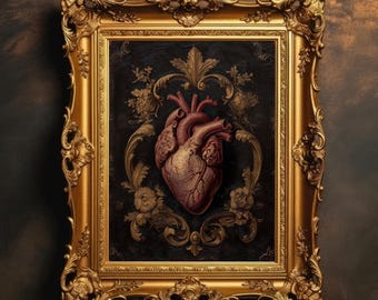Gothic Herz Anatomisch Kunst | Vintage medizinische Wandbild, dunkle Academia, schwermütige viktorianische, antike Wissenschaft, gotische Wandkunst, digitaler Download