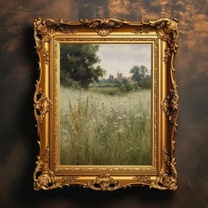 Tranquil Fields | Vintage Green Grass Oil Painting, Farm Artwork, Country Farmhouse Decor, Moody Wall Art, Digital Download, PRINTABLE