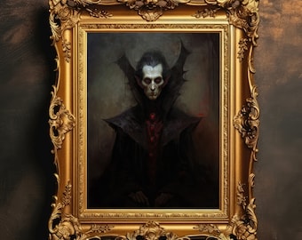 Dracula | Vampir Gemälde, Halloween Dekor, Dark Academia Druck, Vintage Kunstwerk, Gothic Wohnkultur, digitaler Download, DRUCKBAR