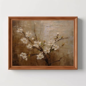 White Flowers Painting | Vintage Floral Wall Art, Botanical Decor, Antique Oil Painting, Vintage Aesthetic, Digital Download, Printable
