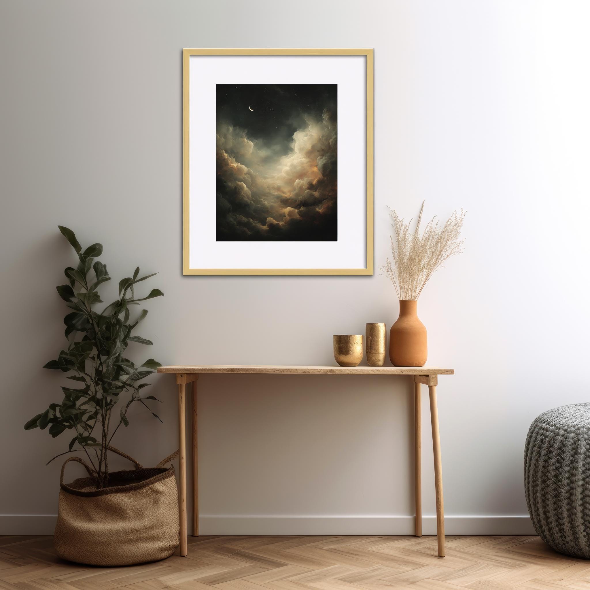 Crescent Moon Night Sky | Dark Academia Celestial PRINTABLE, Moody ...