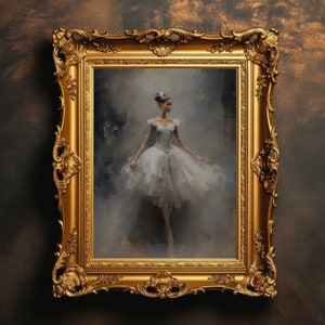 Ballerina | Ballett-Ölgemälde, Dark Academia, Stimmungsvolle Wandkunst, Antikes Ölgemälde, Vintage Ästhetik, Viktorianische Kunst, digitaler Download