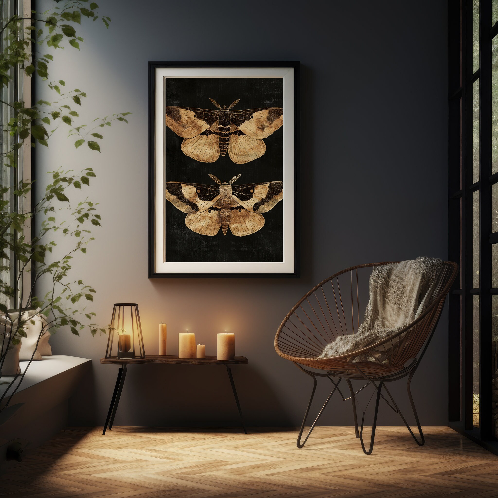 Rustic Moths | Dark Academia Print, Vintage Aesthetic, Moody Wall Art ...