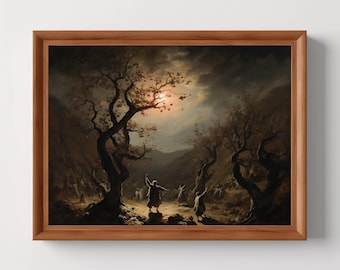 Mystical Gathering | Vintage Oil Painting, Dark Academia, Gothic Horror Decor, Witch Home Decor, Halloween Art, Digital Download, PRINTABLE