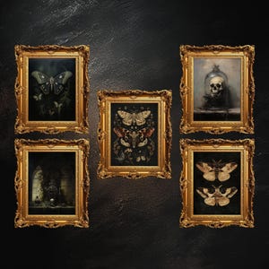 Set of 5 Dark Academia Prints | Vintage Gallery Wall Set, Gothic Home Decor, Antique Oil Painting, Moody Art, Digital Download, PRINTABLE