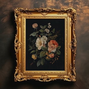 Dark Botanical Flowers | Floral Wall Art, Dark Academia Print, Moody Wall Art, Witchy Room Decor, Digital Download, Printable