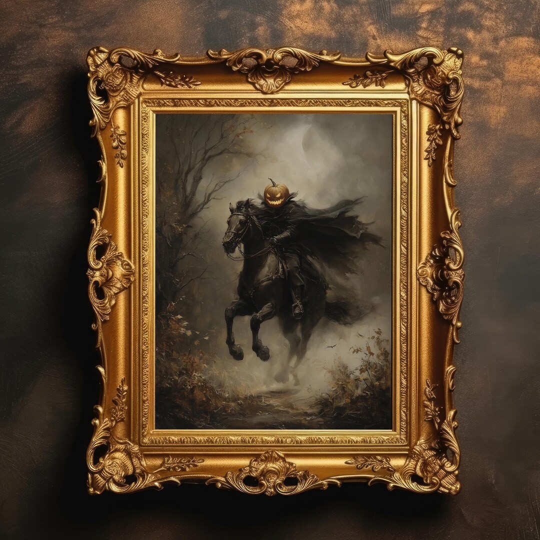 Headless Horseman Pumpkin Rider | Gothic Halloween Wall Art, Dark ...